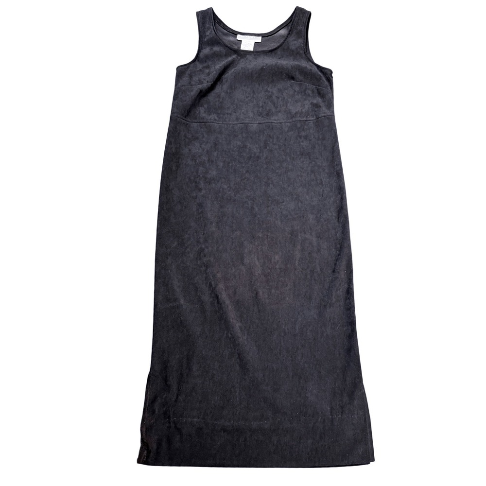 Jessica Howard Black Faux Suede Sleeveless Midi Dress Size‎ 8 Stretch